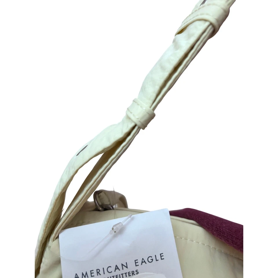 New! American Eagle Large Slouchy Crossbody Tote Creamy Pale Banana Yellow BOWS! - Image 4 of 4