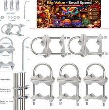 Double Antenna Mast Clamp 5 Pcs V Jaw Bracket U Bolts 24-54mm Galvanized Silver