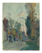 Charming Village Scene Wall Art Poster - Tranquil Street View