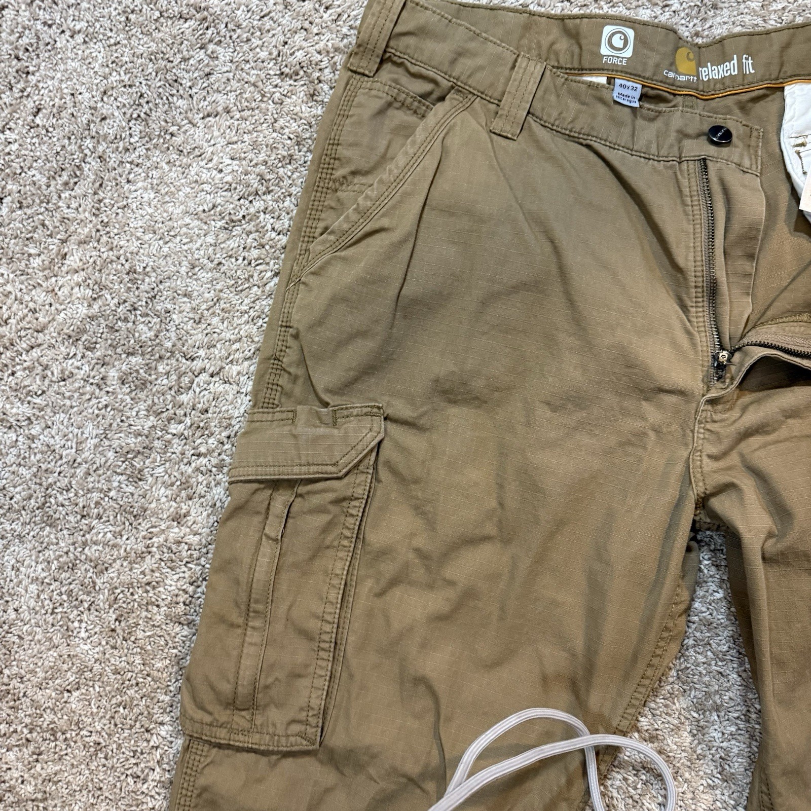 Carhartt Pants Men’s Size 40 X 32 Khaki Force Relaxed Fit Cargo Work Carpenter thumbnail 3