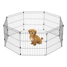 IRIS USA METAL PET DOG PUPPY PLAYPEN FOLDABLE 58" X 58" X 24" 500270 - BLACK