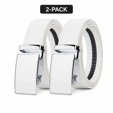Men's Leather Ratchet Belt  Automatic Buckle Dress  Casual  1.45" Wide