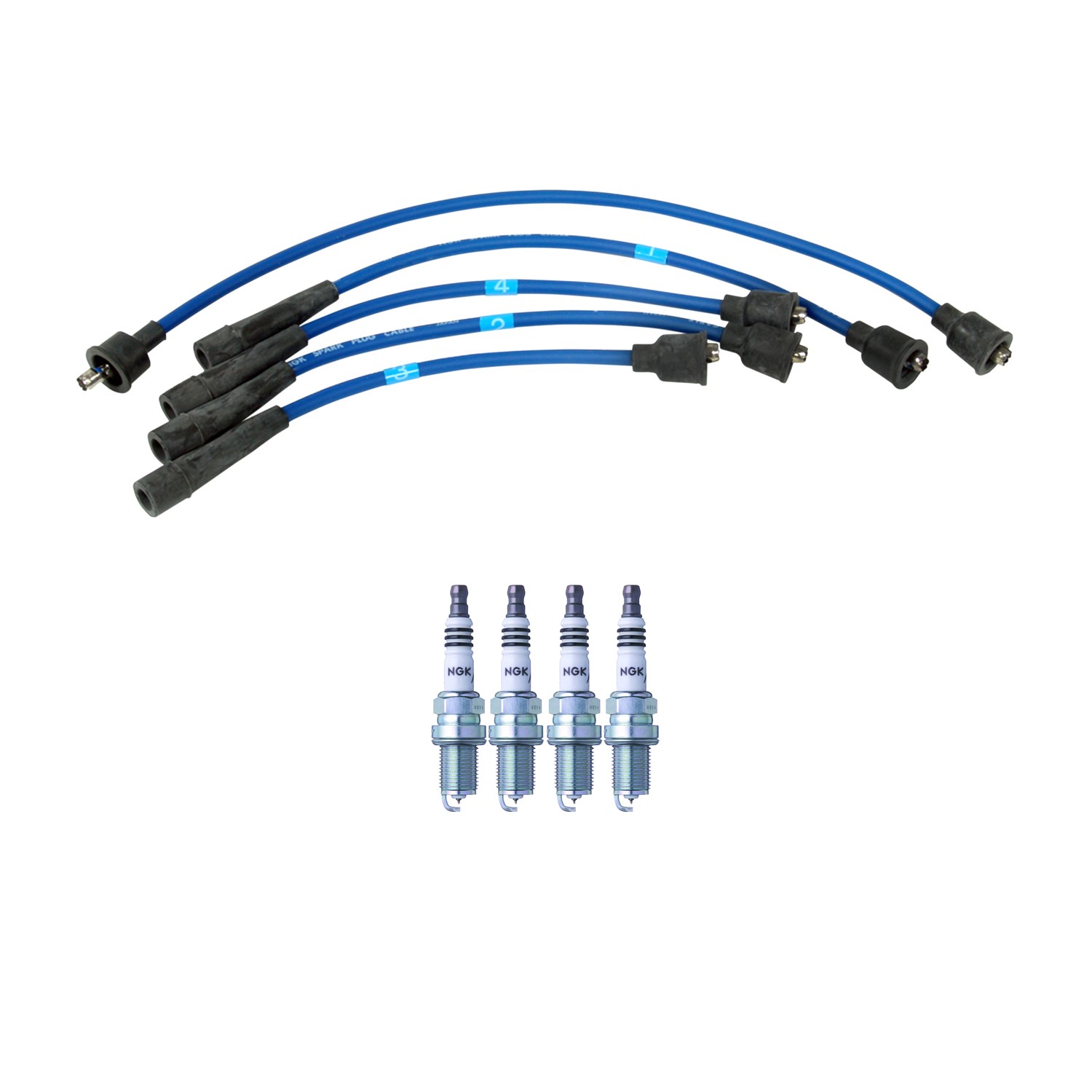 NGK 7 mm Wire Set 4 Iridium Spark Plug Kit For Nissan B210 L4 1.3L A13 1974