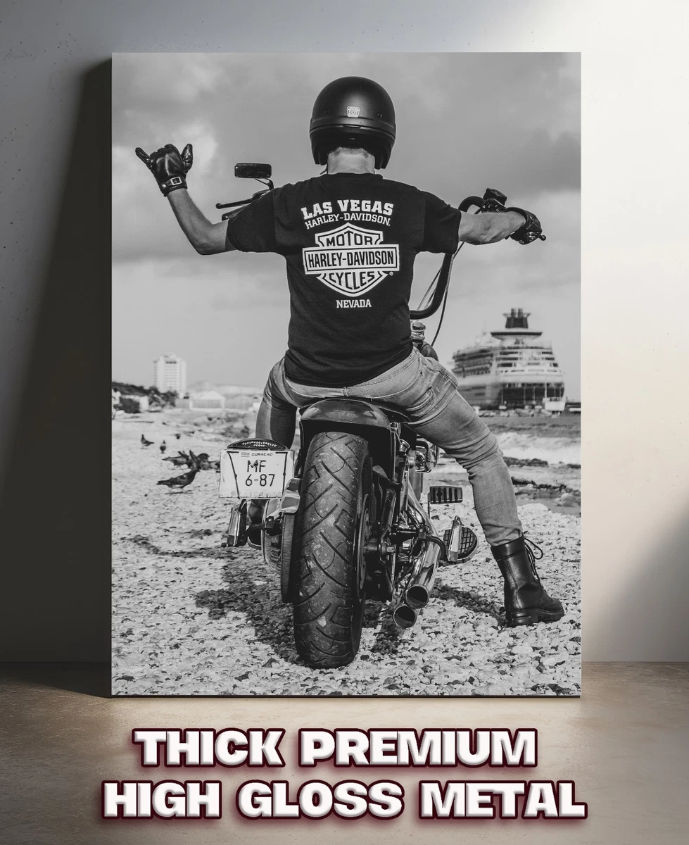 RARE HARLEY DAVIDSON PREMIUM GLOSS METAL SHOWROOM GARAGE DISPLAY SIGN Large A3