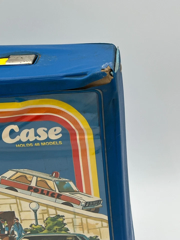Caja de cerillas Lesney 1978 vintage tiene capacidad para 24 modelos de autos azul estuche de transporte de almacenamiento con bandejas Foto 3 de 4