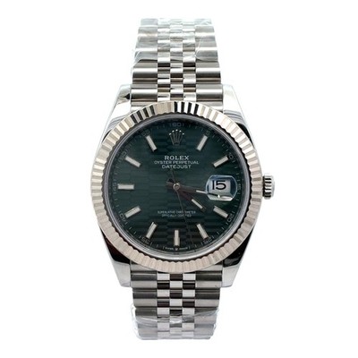 Rolex Datejust 41MM 126334 Green Motif Dial Jubilee Bracelet Fluted Bezel