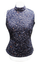 Occasion Designer Gina Bacconi black sequinned sleeveless vest blouse top UK 12