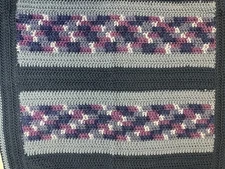 Vintage Soft  Crochet Lap Blanket Afghan Blues and Purples 30X25 Inches