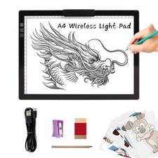 A4 Wireless LED Light Pad with Innovative Stand and Top Clip, TOHETO Recharge...