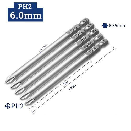 1/4" Schraubendreher PH00 PH0 PH1 PH2 Kreuzschlitz Magnetisch S2 Stahl 75/100mm - Picture 37 of 37