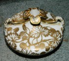 Antique Nippon Japanese Porcelain Hand Painted Raised Gold Design Vase Bud Vase