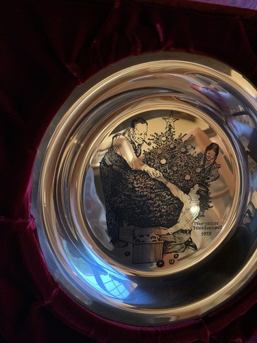 Norman Rockwell Trimming The Tree 1973 Christmas Sterling Silver Plate - Picture 7 of 24