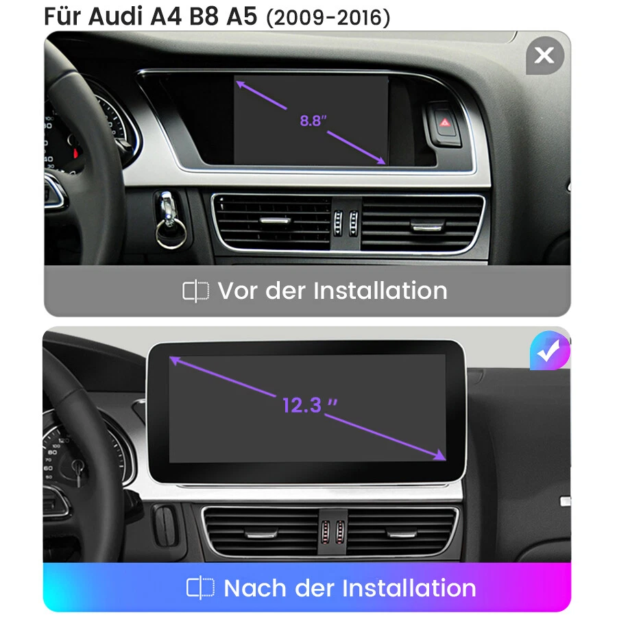 Für Audi A4 B8 A5 09-16 Carplay GPS Navi Android 12 Autoradio WIFI 4G DSP DAB+BT - Bild 2 von 4