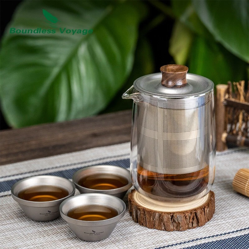 250ml Double Walled Glass Tea Cup with Titanium Filter Lid Coffee Mug Tea Maker - Image 2 of 4