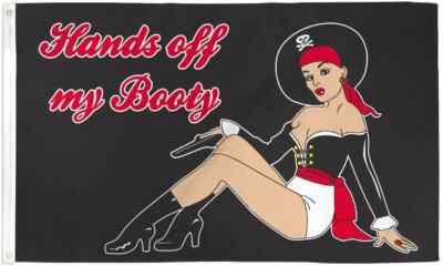 Hands Off My Booty 3x5ft Poly Pirate Flag Pirate Woman Pirate Ship Flag