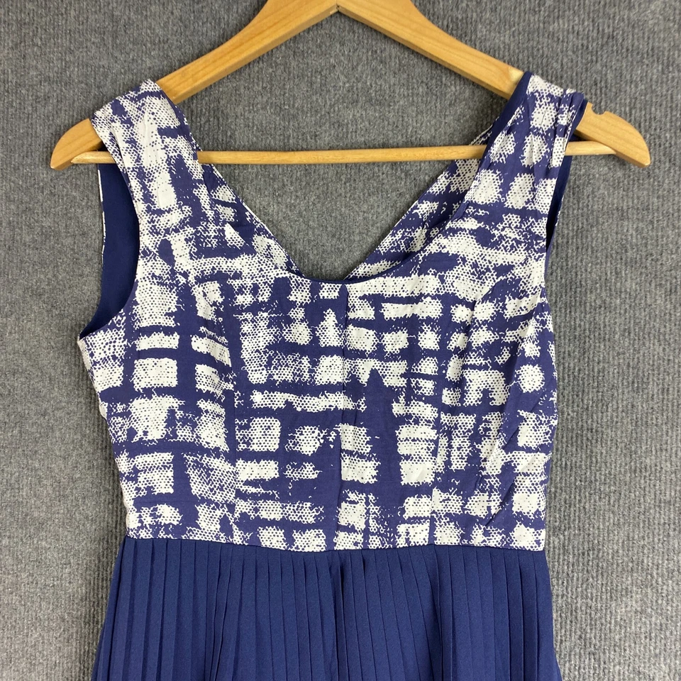 Finders Keepers Dress Womens 8 Blue White A Line Pleated Formal Evening Occasion - image 2 of 4