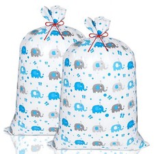 Extra Large Gift Bag Blue Elephant 56"x36" Jumbo Baby Wedding 2-Pack Boys