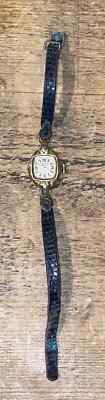 Vintage Timex Uhr Neu Art Deco Lederarmband USA Gehäuse Stahlboden 19,5 cm lang