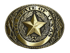 The State Of Texas Lone Star State Seal Gold Tone Belt Buckle Made In USA. NEW