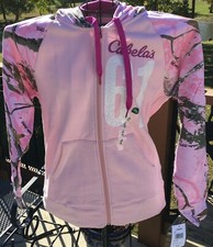 Cabela's Womens Full Zip Pink Camo Hoodie Sweetberry Zonz Woodlands Medium 50