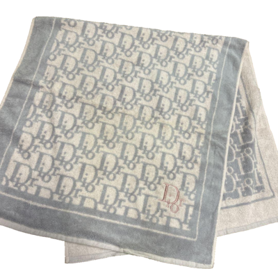 Christian Dior Bath Towel Trotter Oblique Pattern Blue White