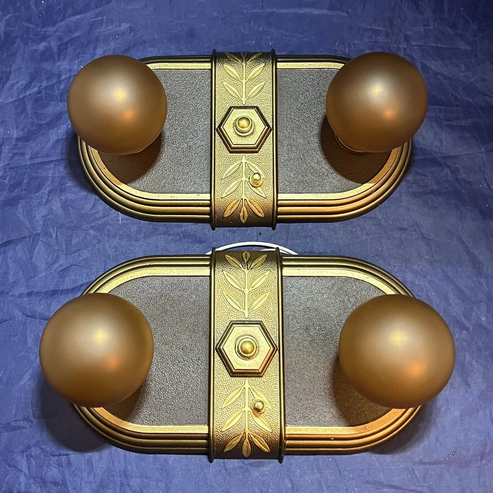 Rewired PAIR Two Socket light Fixtures beautiful Finish 145B - Image 2 of 4