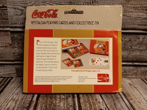 1998 COCA-COLA LIMITED EDITION SANTA NOSTALGIA PLAYING CARDS IN TIN - 2 DECKS - Picture 2 of 4