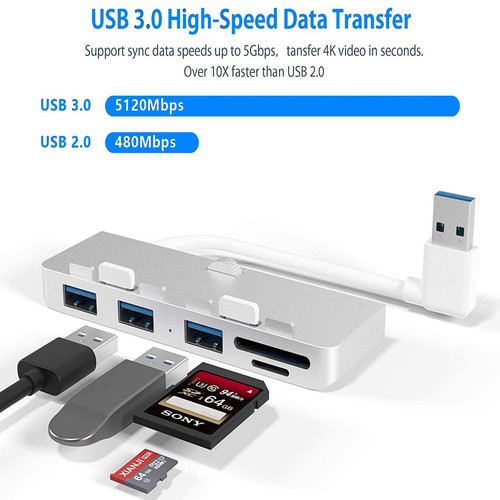 USB 3.0 Hub 3 Port Adapter Splitte Transfer w/ SD/TF Card Reader for iMac Slim H - Afbeelding 6 van 12