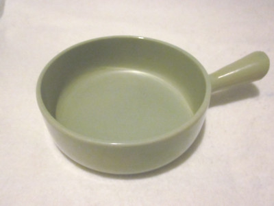 Green Ceramic Dish 6 Inch Earthenware With Crock Handle Fry Pan Look Stoneware