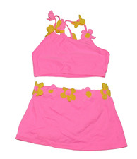 THE CHILDRENs PLACE GIRLS JR NEW SIZE 12 PINK YELLOW swimsuit BIKINI 2pc