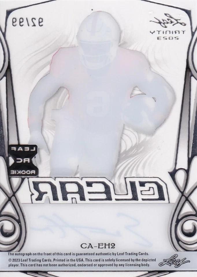 2023 Leaf Trinity Elijah Higgins 92/99 Autograph Auto Clear Acetate #CA-EH2 PWE - Image 2 of 2