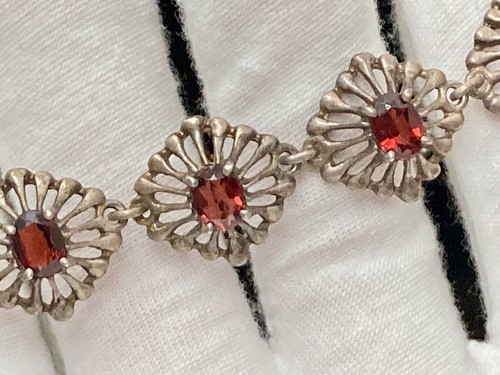 Kabana Sterling Silver Garnet Tennis Bracelet 925 Unique Link 22.54g Vintage KBN - Picture 20 of 24