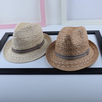 Unisex Men Straw Beach Sun Fedora Hat Wide Brim Trilby  display picture 1
