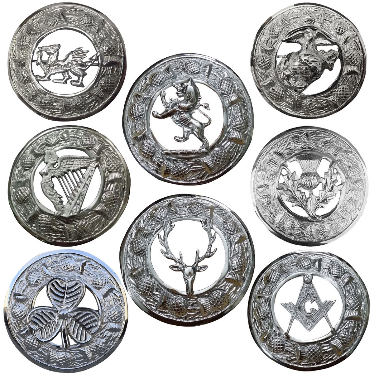 Broche écossaise En étain - Motif Chardon, Style Celtique, Neuve Sans Emballage, Parfaite Pour Kilt Ou Veste