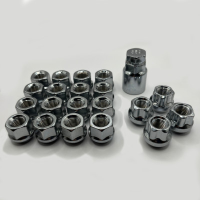M12x1.5 Open Wheel Nuts (Zinc) x 16 + Locks For Mitsubishi 3000 GT, ASX, Carisma