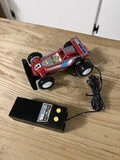 Vintage Mini Fox Racing Red car Wired Remote Control Tested & Working