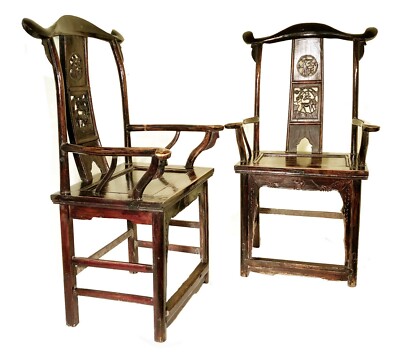 Antique Chinese High Back Arm Chairs 5878 Pair Circa 1800 Antique Chinese High Back Arm Chairs