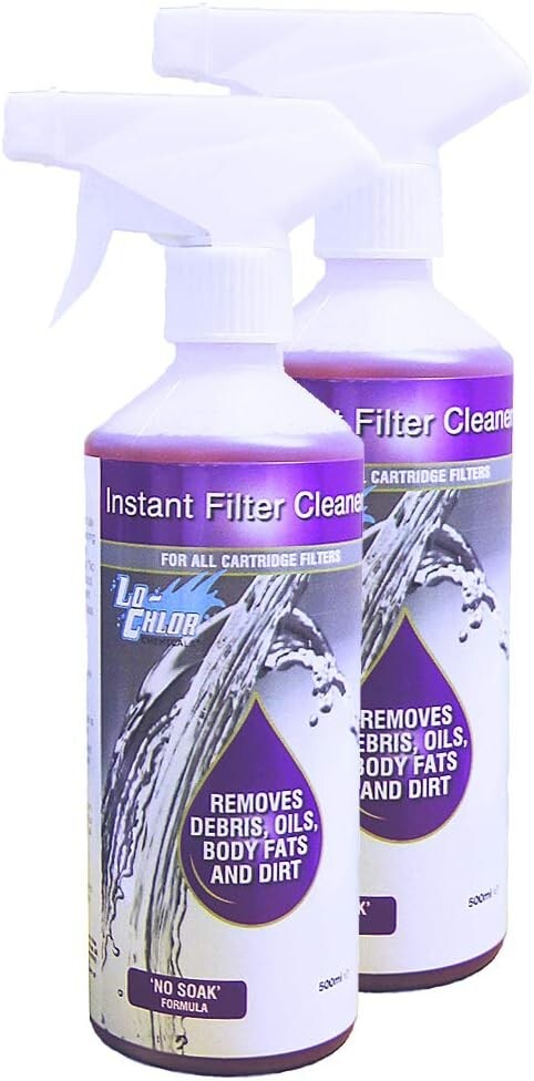 2 x Instant Filter Cleaner 500ml Spray Degreaser Hot Tub Filters Cartridge Spa