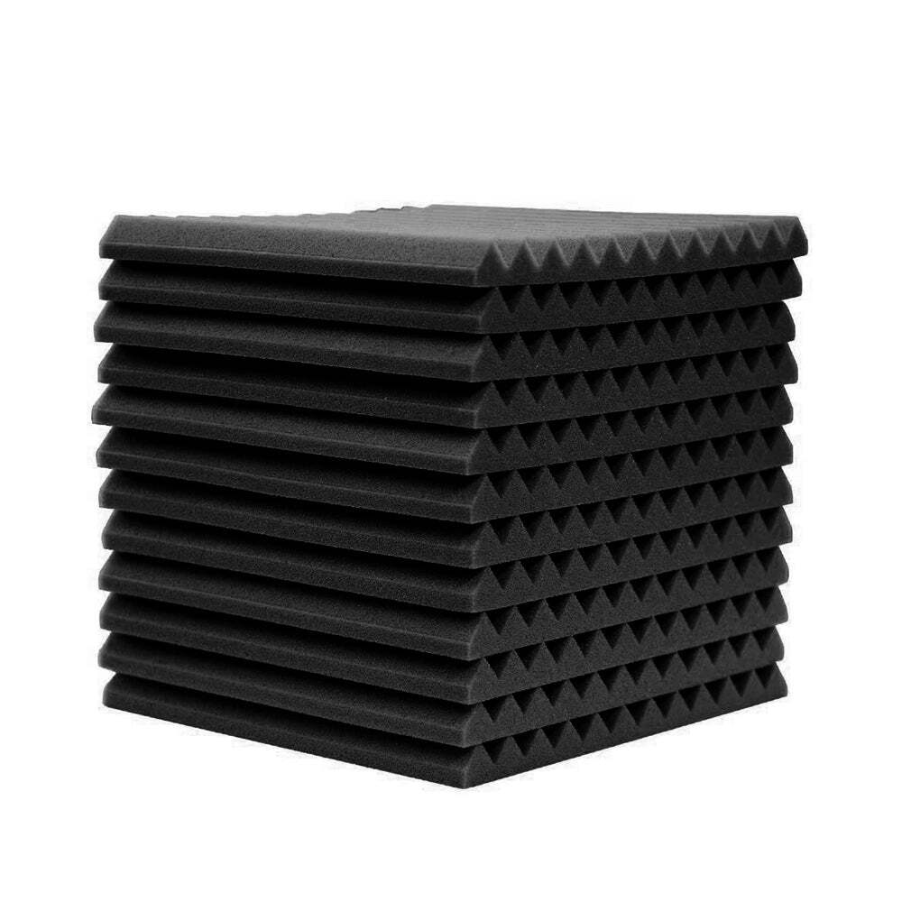 12Pcs Black Acoustic Foam Soundproof Studio Absorbing Panels 30X30x2.5Cm Foam Ot