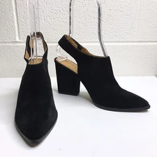 Bettye Muller Womens Black Suede Leather Slingback 4" Heel Size 9.5 M