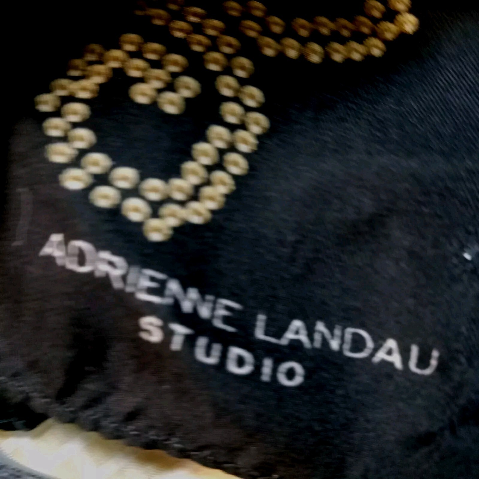 ADRIENNE LANDAU Studio 100% SILK SCARF 35 x 34 FLORAL DESIGN BLACK~GOLD~CREAM