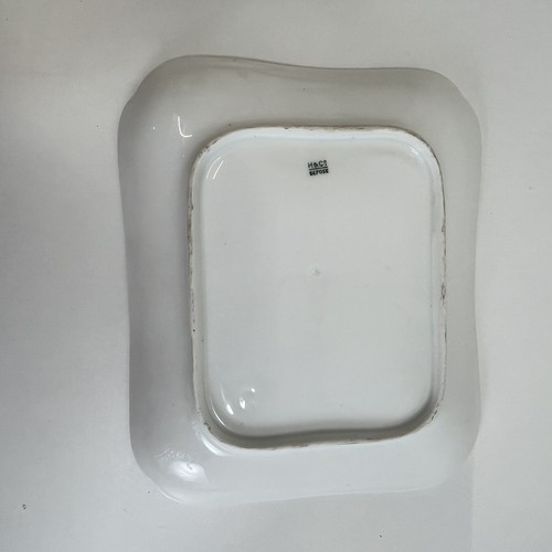 Vtg. H&C Depos Rectangle Porcelain Plate Tray Painted Pansy & Gold Leaf Trim. - Picture 10 of 10