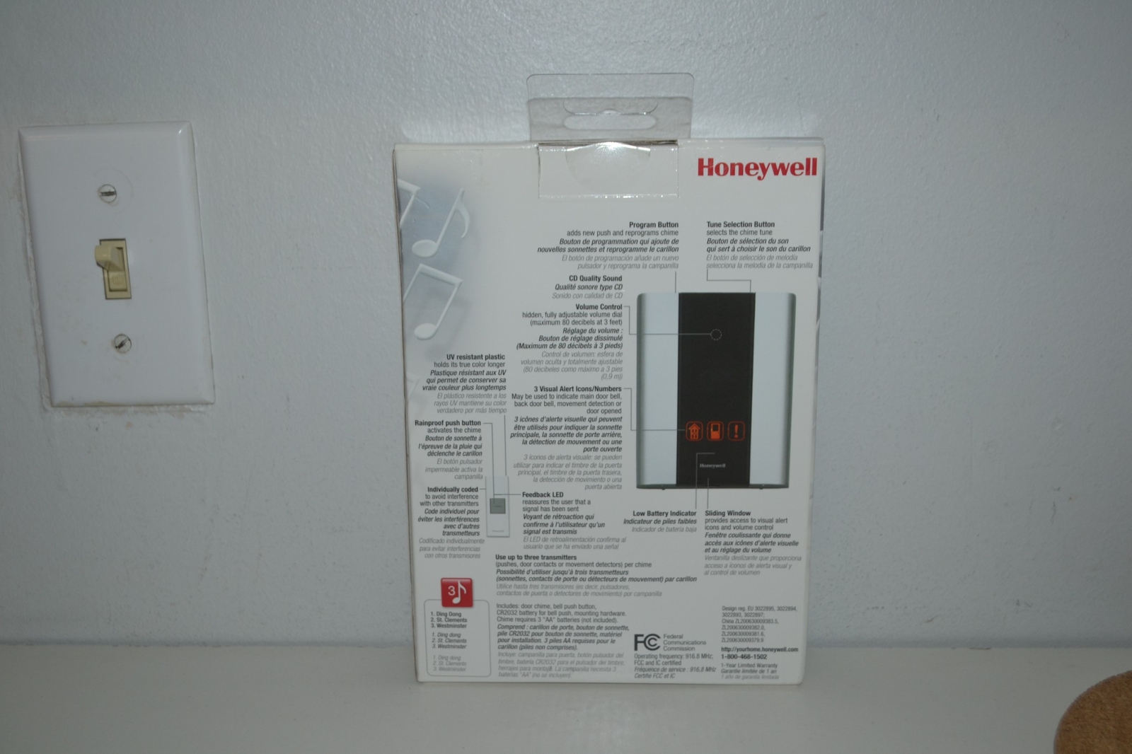 New Honeywell RCWL300A P3 Premium Portable Wireless Chime And Push