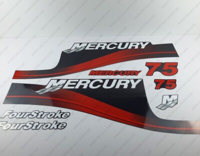 Mercury 75 hp Four Stroke outboard engine decals RED sticker set reproduction