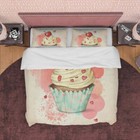 Cupcake Duvet Cover Boho Bedroom Set, Sweet Girly Bedspread, Cute Quilt Cover,