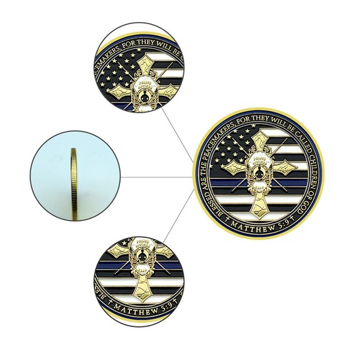 US Matthew Cross Commemorative Coin Policy Officer's Prayer Challenge Coin Gift - Picture 10 of 13