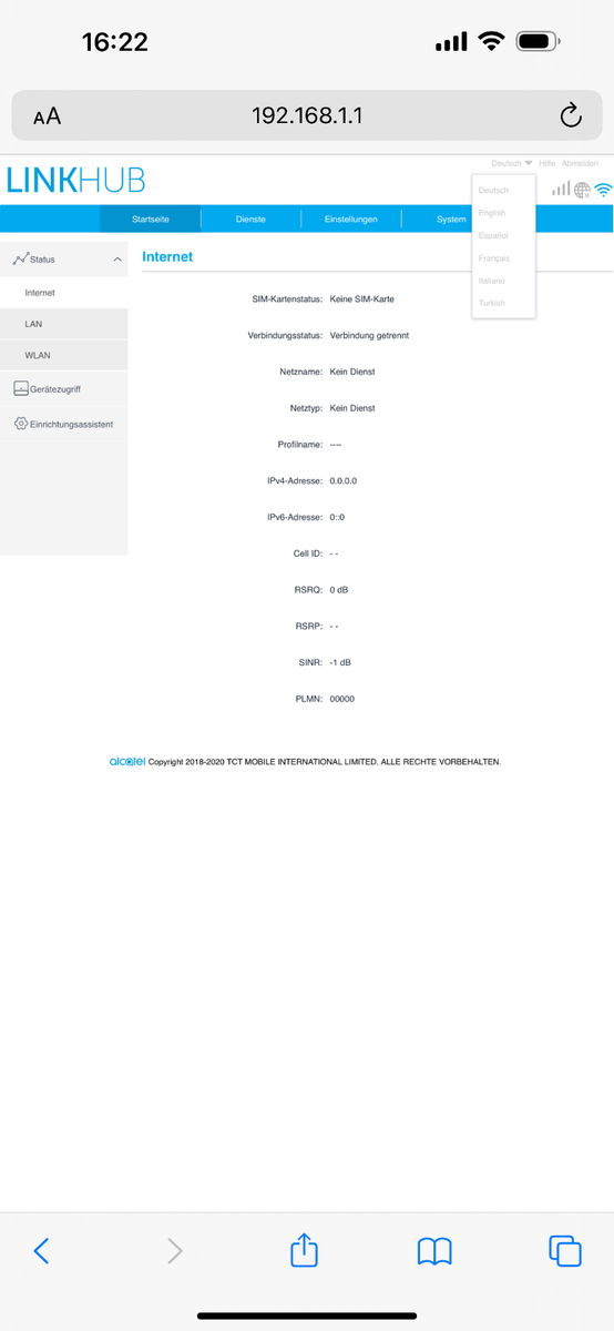 Router 4G Alcatel Link Hub HH40V – Hotspot Wi-Fi Domestico – Bianco – 2 Porte LAN