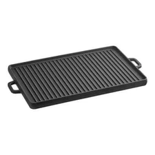 Valor 24 1/2" x 14 1/2" Pre-Seasoned Reversible Cast Iron Griddle and Grill Pan