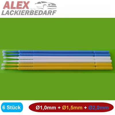 6x SET 1mm+1,5mm+2mm Minipinsel Lacktupfer Microbrush Microstäbchen Applikator