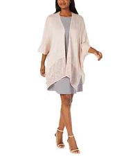 Cejon Metallic Pointelle-Border Evening Wrap (Ivory/Gold, One Size)